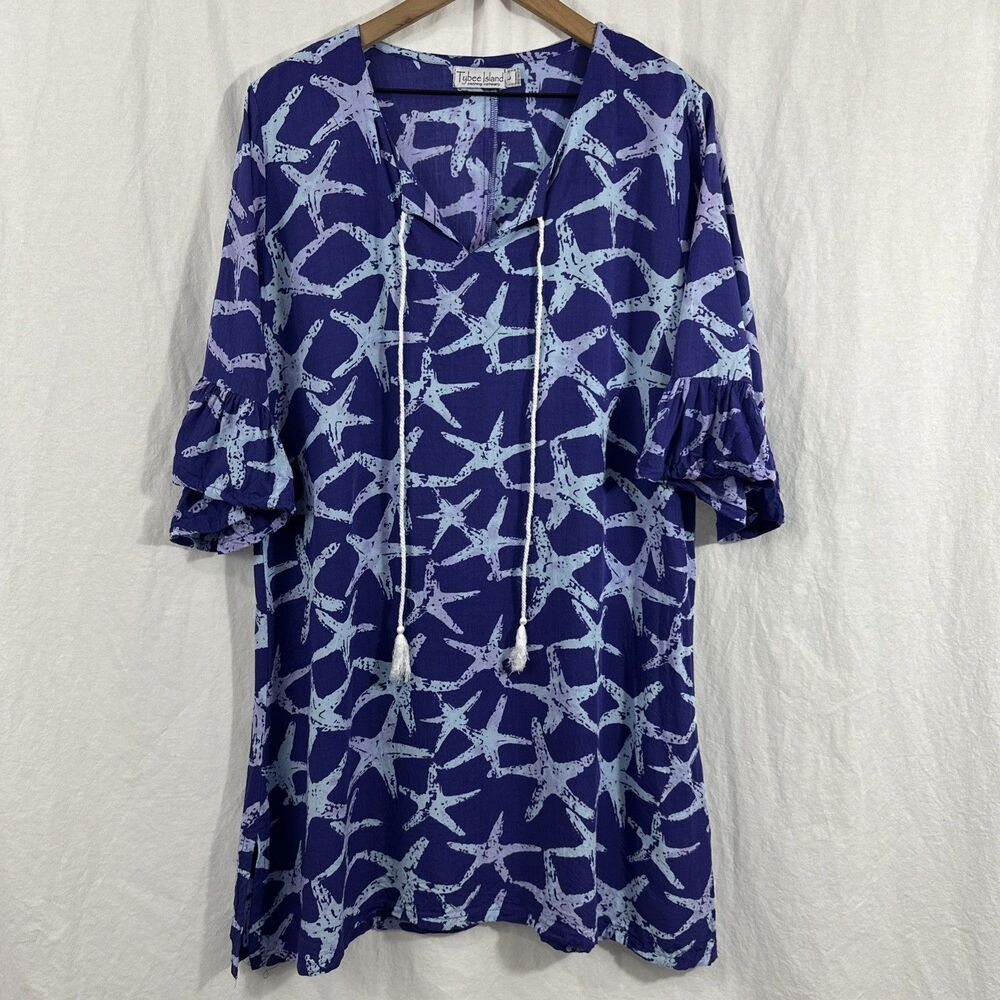Tybee Island Clothing Company Tropical Resort Colorful Dress Womens Sz L Beach